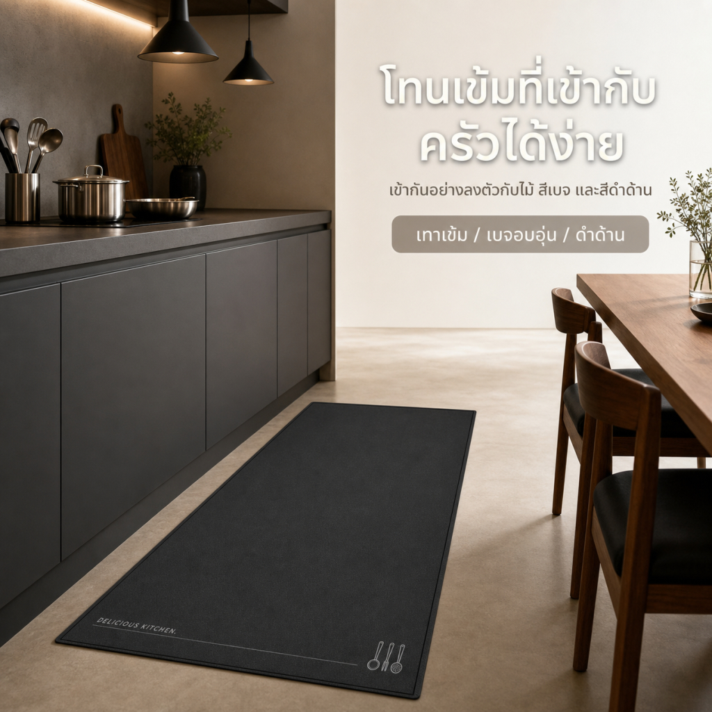 พรมห้องครัว พรมปูพื้นห้องครัว กันลื่น ดูดซับน้ำและน้ำมัน นุ่มสบายเท้า ใช้งานในครัว รูปที่ 8