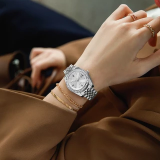 PLAYBOY นาฬิกา ผู้หญิง watch 100% ของแท้ ควอตซ์ สายสเตนเลส ฝังเพชร หน้าปัดนาฬิกา ทอง 3908