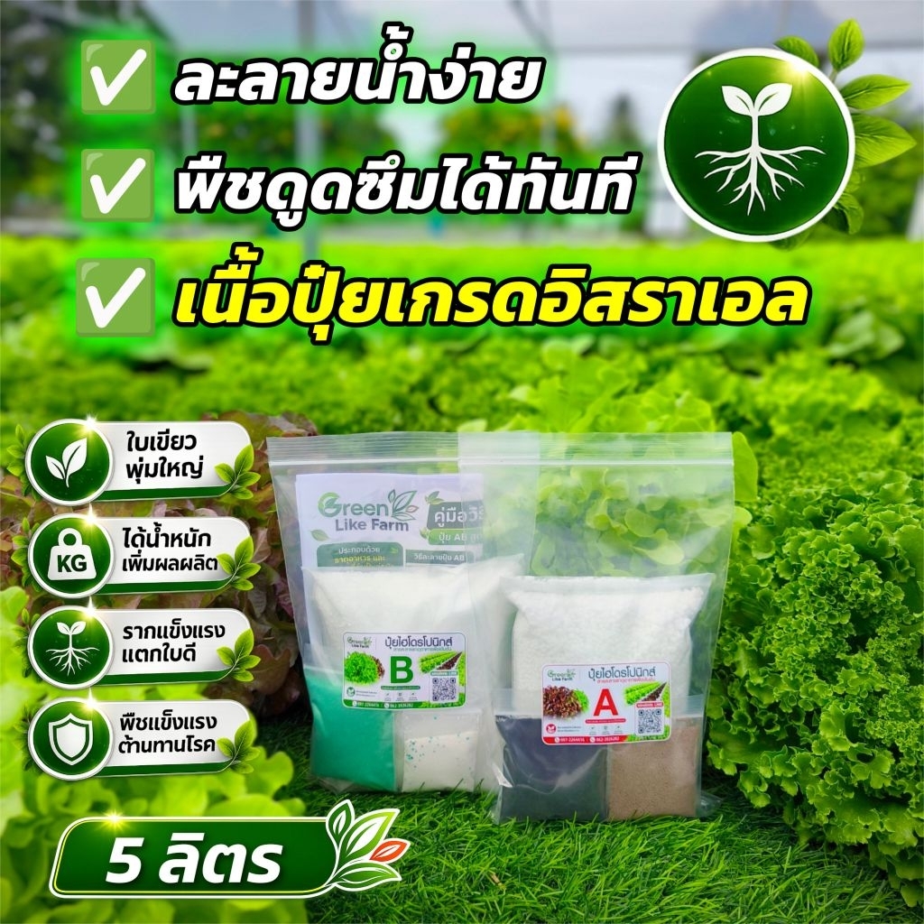 ปุ๋ยผักไฮโดรโปนิกส์ ปุ๋ย AB ผักสลัด เกรดเวสโก้ ชนิดเกล็ดผงขนาด 5 ลิตร พร้อมคู่มือการใช้งาน