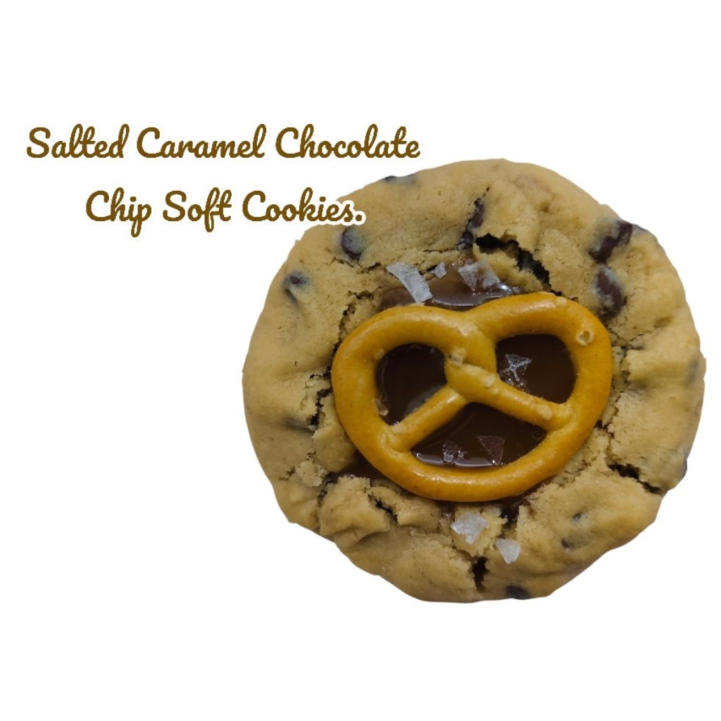 Salted Caramel Chocolate Chip Soft Cookies. ชิ้นละ 85 กรัม
