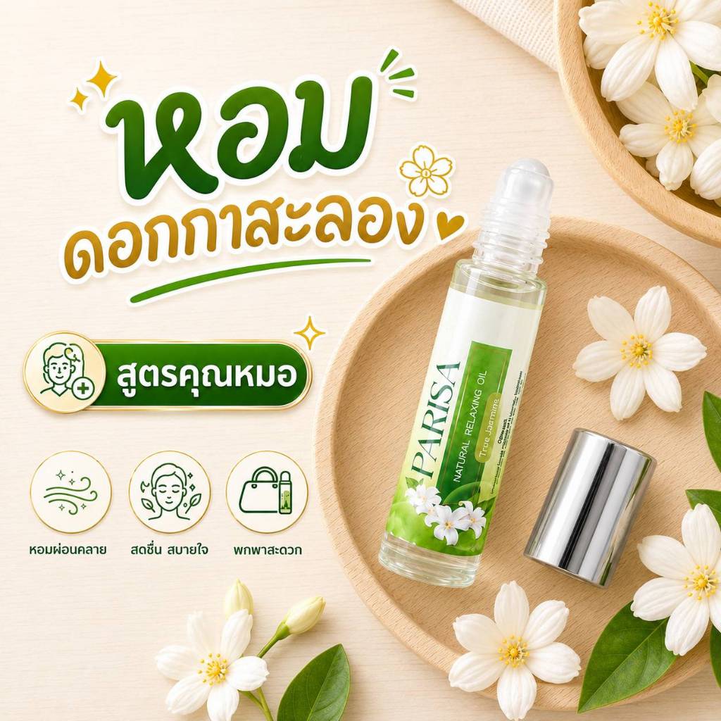 พร้อมส่ง พิมเสนน้ำ สมุนไพรน้ำ ปาริสา กลิ่นหอม 8 ml กาสะลอง