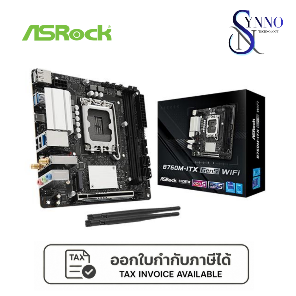 เมนบอร์ด MAINBAORD ASRock B760M-ITX Gen5 WiFi เป็นเมนบอร์ดขนาด Mini-ITX สำหรับซีพียู Intel LGA1700