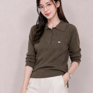 Chanan☘️ CN174 5สี เสื้อไหมพรมแขนยาวมีปก ทอลายเปียแน่นๆ ทรงสวยสไตล์ Old Money ( อก30-42 นิ้ว )