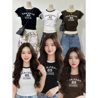 A1087 เสื้อครอป SAN FRAN 89 ดีไซน์สปอร์ตวินเทจกำลังฮิต ผ้านุ่ม ยืด ใส่สบาย ทรงครอปกำลังดี มีให้เลือกหลายสี