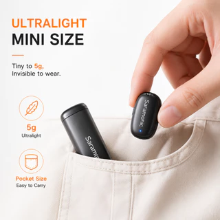 Saramonic Air SE ไมค์ไร้สาย AIตัดเสียงรบกวน 40dB 2-in-1 หนีบปก/มือถือ Hi-Res48kHz ระยะ 200m สำหรับ iPhone Android กล้อง