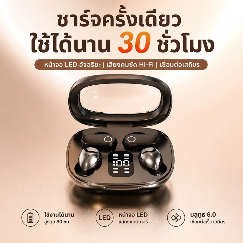 หูฟังบลูทูธ 2-in-1 รุ่นใหม่ B56 มาพร้อม 4 หูฟัง (2 คู่) เสียงดี ดีไซน์สวย ดีเลย์ต่ำ ตัดเสียงรบกวน