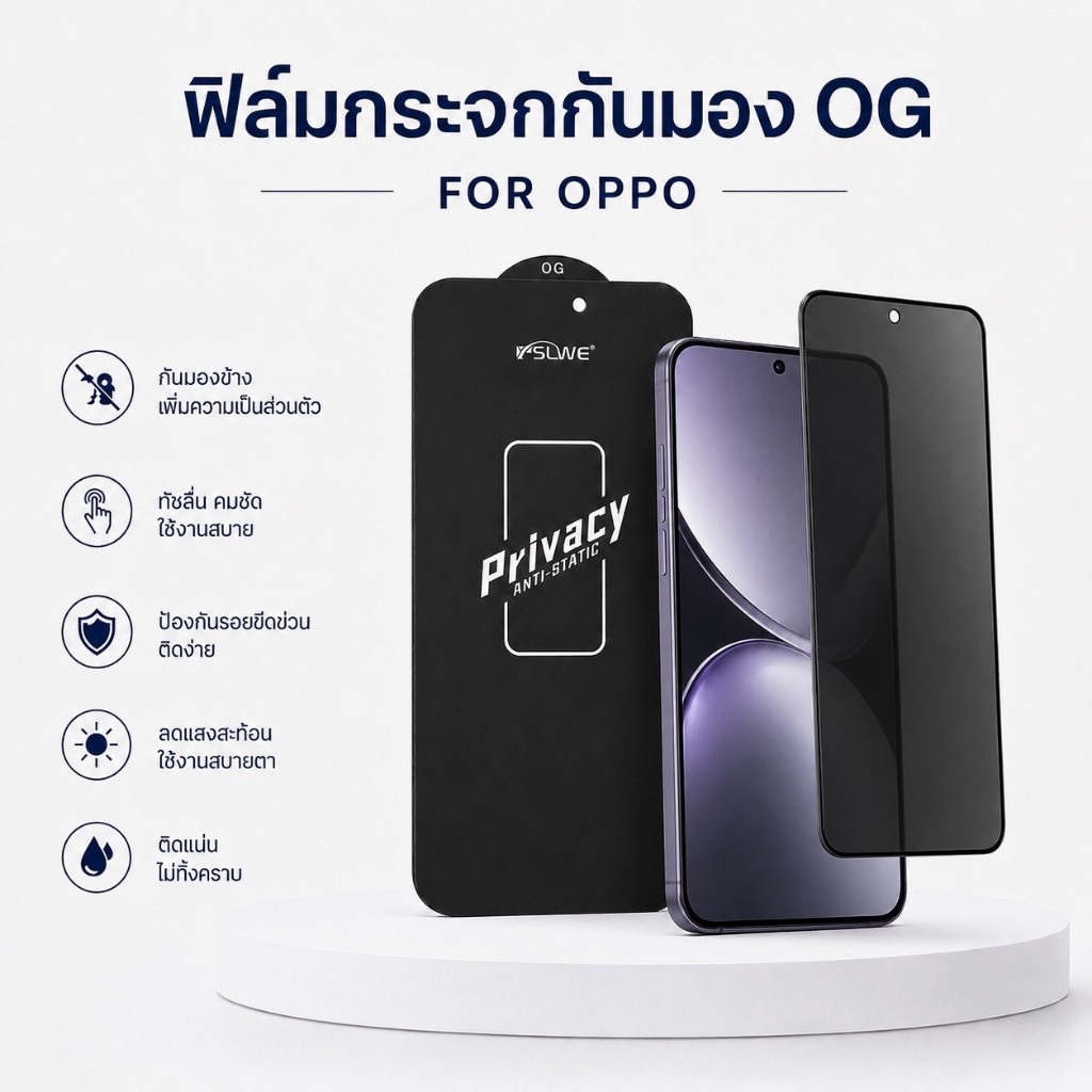 JC168 (040) ฟิล์มกระจกเต็มจอ กันมองกันเสือก เพื่อความเป็นส่วนตัว งานOG สําหรับOPPO A9 2020/A53/A54