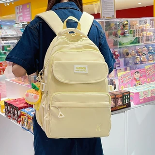 กระเป๋าเป้สะพายหลัง เกาหลีใต้ เรียบง่ายกระเป๋าเป้ สีทึบ กันน้ำ ความจุสูง เข้าคลาส