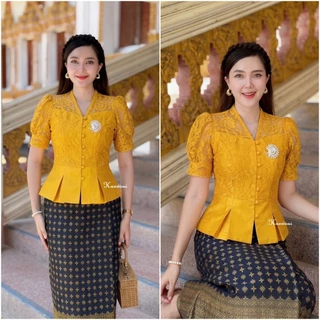 รวมเสื้อเหลือง มีทั้งลูกไม้ ไหมสี่เส้น งานอัดกาวทุกตัว ตัดเย็บเข้ารูปสวยสง่า