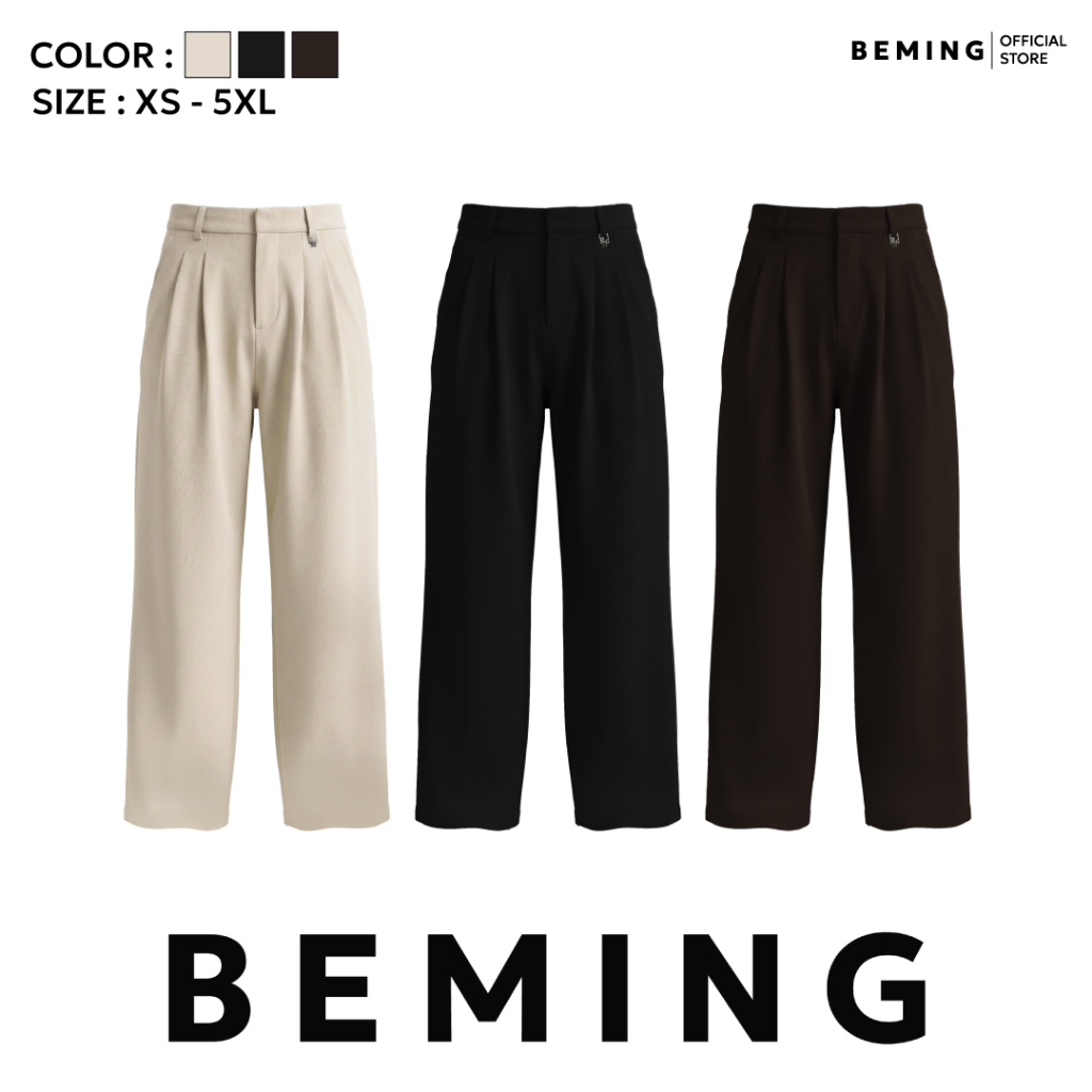 Bemingpants095(XS–5XL) - BEMING Trousers - กางเกงขายาวทรงขากว้างเอวสูงแมตช์ได้ทั้งลุคทำงานและ everydaylook