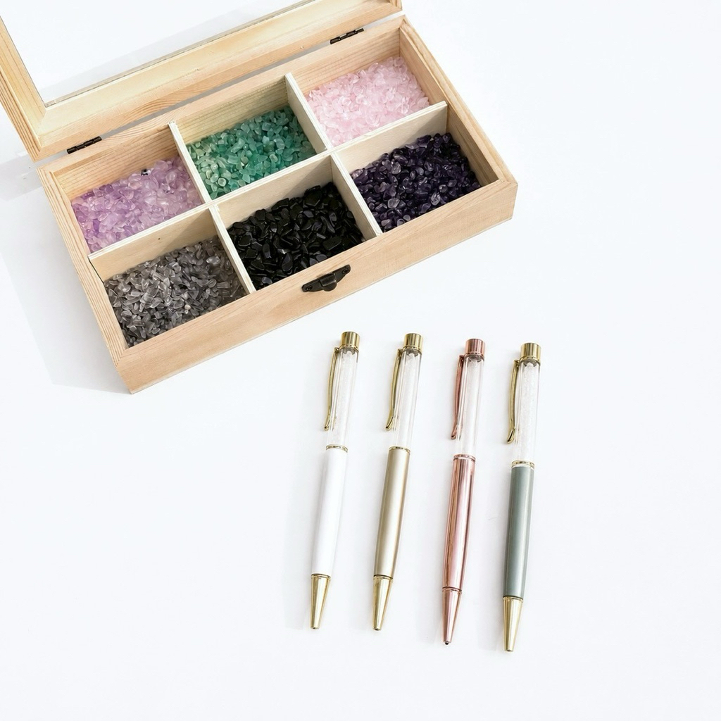 สินค้าใหม่ พร้อมส่ง!! ปากกา DIY ใส่คริสตัล หินมู ดอกไม้แห้ง ของขวัญ Workshop