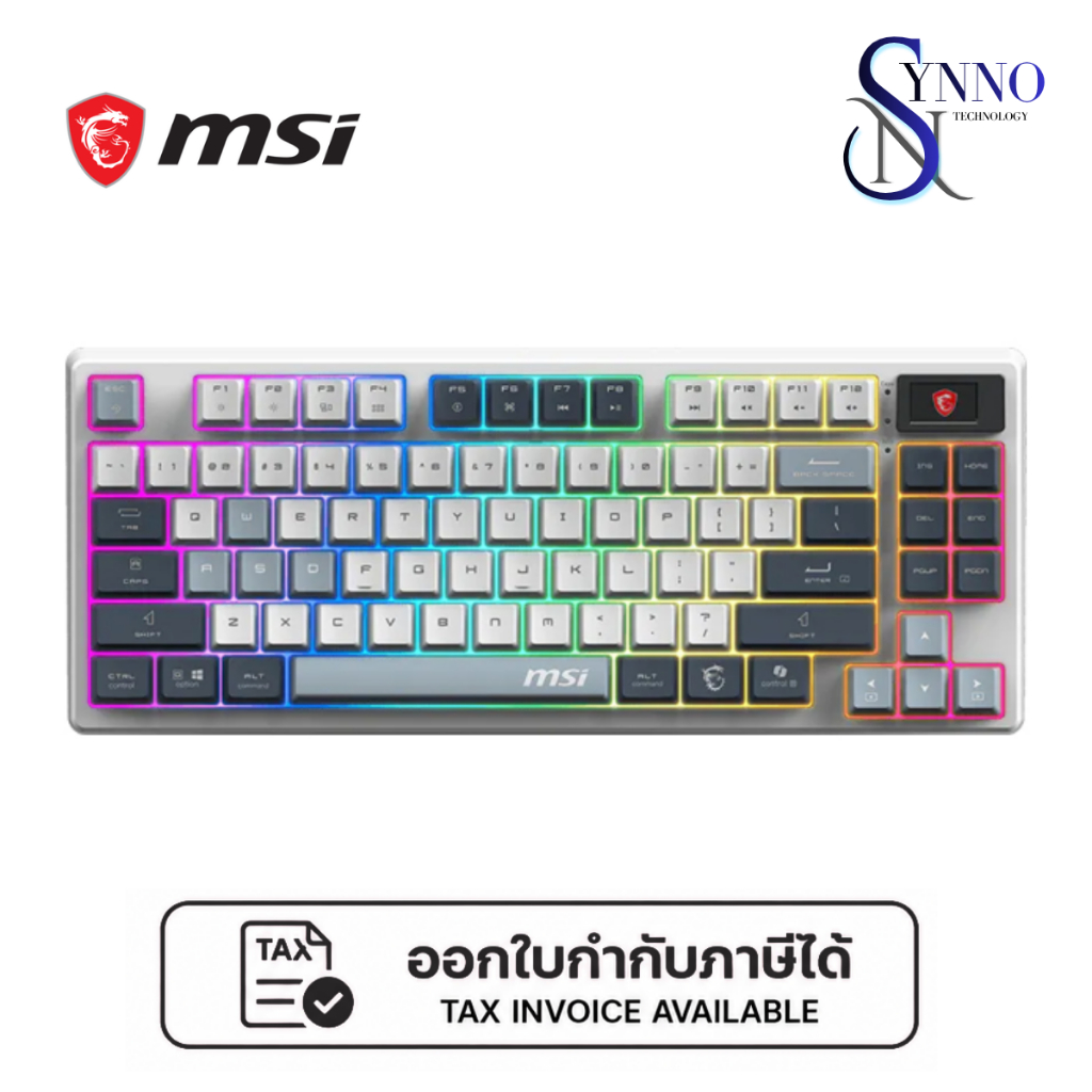 คีย์บอร์ดไร้สาย WIRELESS KEYBOARD MSI FORGE GK600 TKL WIRELESS - LINEAR SWITCH RGB EN SKY คีย์บอร์ดเ