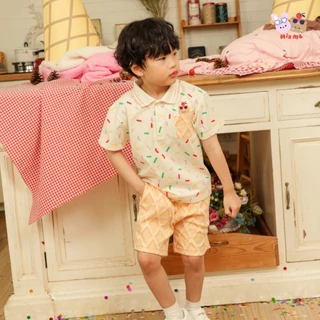 Mix Me กางเกงขาสั้น พิมพ์ลายโคนวาฟเฟิล ผ้า 100%Cotton interlock หนานุ่ม เด็กชาย อายุ 1-7 ปี เสื้อผ้าเด็ก รุ่น 400512