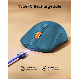 ProtoArc EM15 เมาส์ไร้สาย ออกแบบตามหลักสรีรศาสตร์ ใช้งานสบาย ชาร์จได้ บลูทูธ USB-A/Type-C 3 โหมด สีน้ำเงินแซฟไฟร์ รับประ