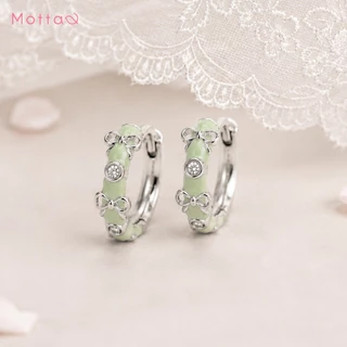 Motta Earring Bowieday ต่างหูห่วงชุบทองคำขาว จี้ริบบิ้นโบว์ทูโทนสีพาสเทลสุดคิวท์