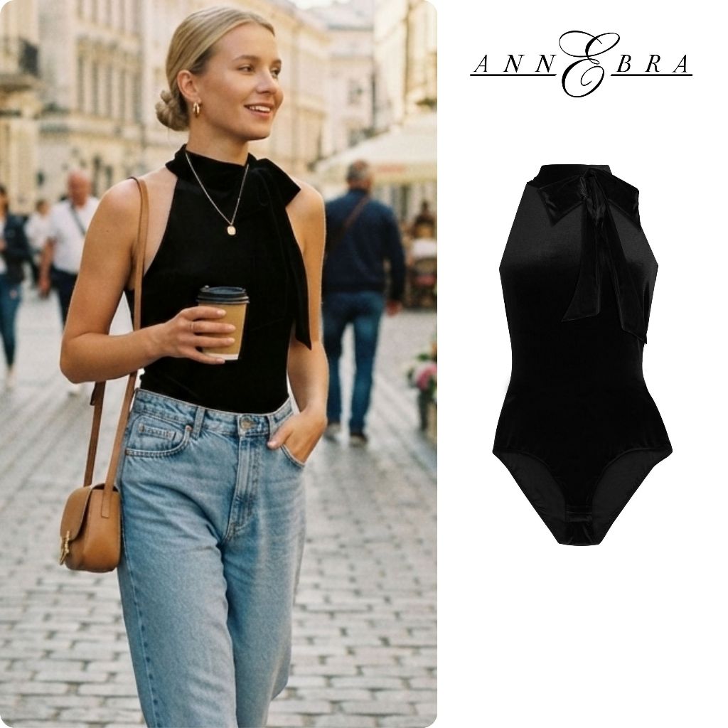 Annebra บอดี้สูท แขนกุด ผ้ากำมะหยี่ ไร้โครง ไม่เสริมฟองน้ำ Velvet Bodysuit รุ่น AD5-073