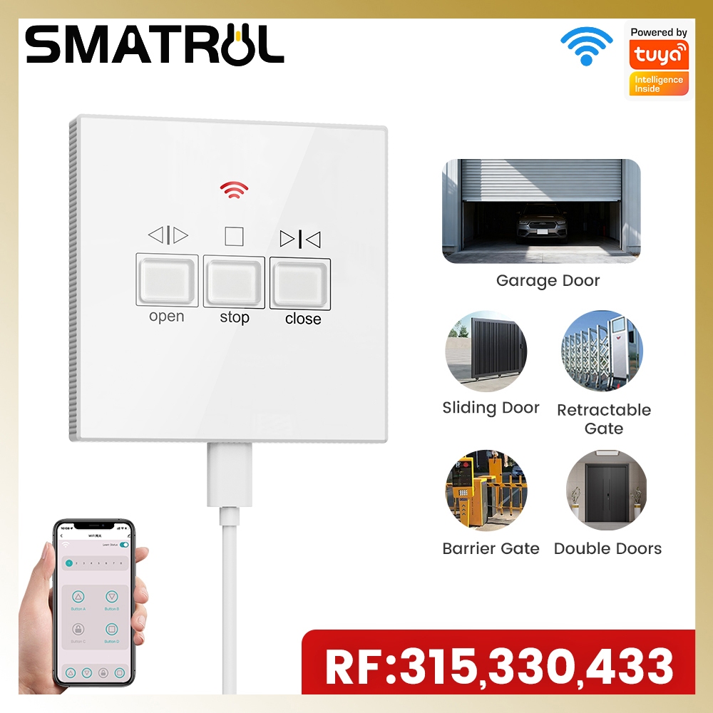 SMATRUL Tuya Smart WiFi Garage Door Opener รองรับ RF315/330/433MHz ควบคุมผ่าน Tuya APP รองรับ Alexa Google Home Type-C