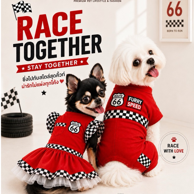 PetSociety เสื้อสุนัข-แมว Dog Clothes Cat Clothes ชุดคู่นักแข่งรถ Racing Jumpsuit & Dress size S-4XL