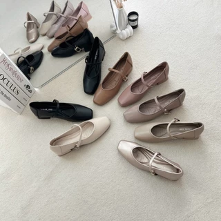 รองเท้าคัทชู แมรี่เจนปลายตัด Block Heels ส้นสูง1นิ้ว รองเท้าkaimooksissy KS25601