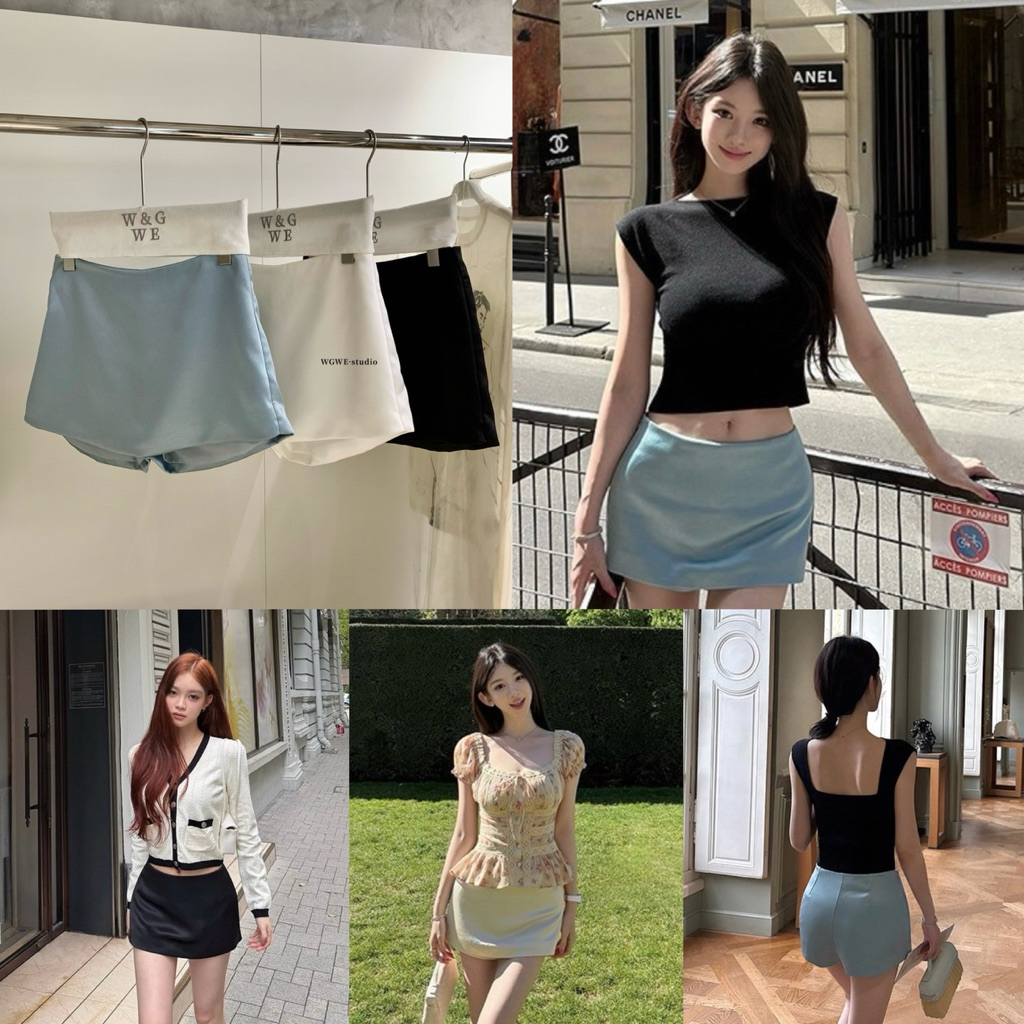 10546# กระโปรงสั้น ด้านหลังเป็นกางเกง งานซิปข้าง เนื้อผ้าดี งานสวย TAG:WG.WE