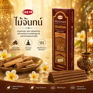 กำยานแท่ง HEM อินเดียแท้ กลิ่นหอมชัด จุดได้นาน 1 กล่อง ประมาณ 10 ก้าน แถมแท่นปูนสำหรับปักกำยาน