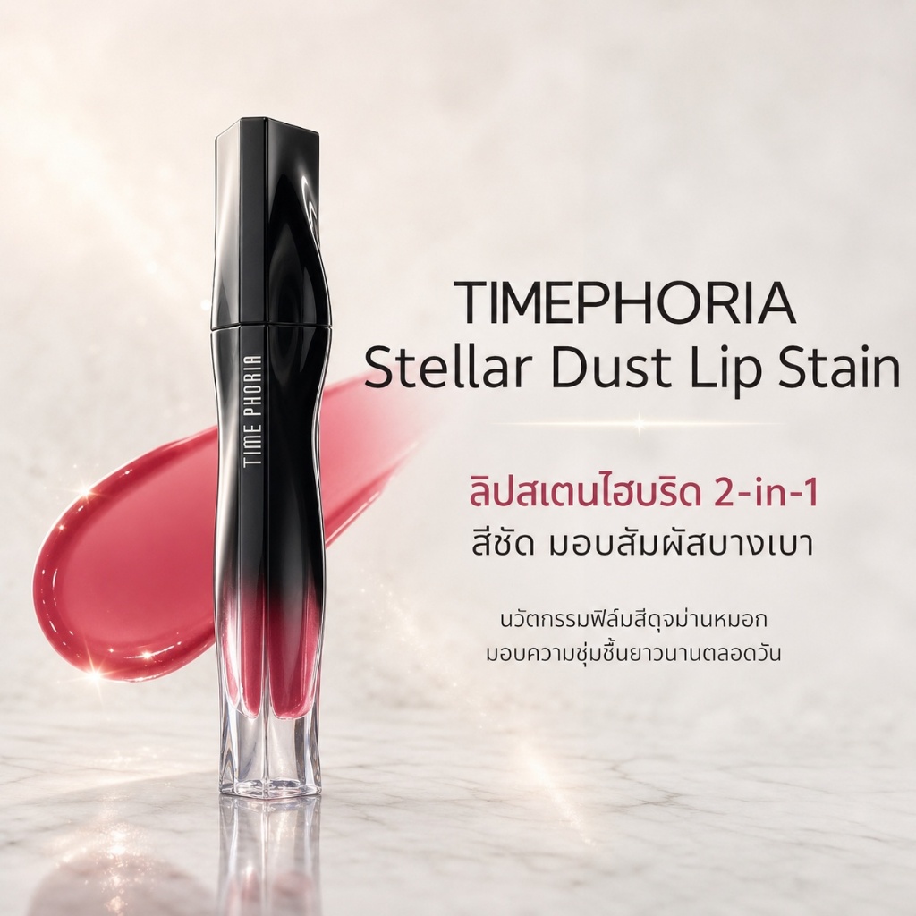 Time Phoria Stellar Dust Lip Stain 24H Lasting Lightweight Vibrant Color 5ml with Multiple Shades