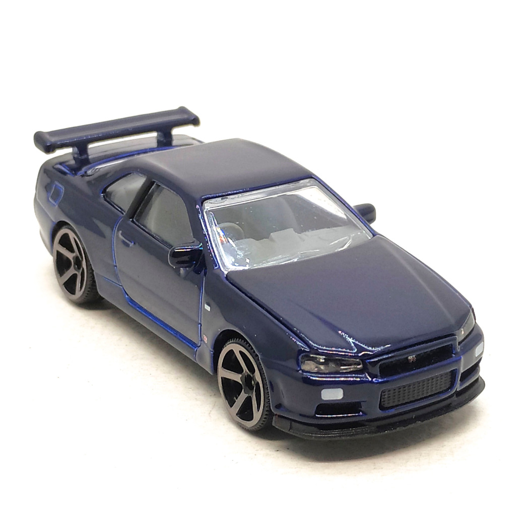 Majorette Nissan GT-R R34 สีน้ำเงิน แบบล้อ 5CSS สเกล 1/59 (8 cm) ไม่มี Package