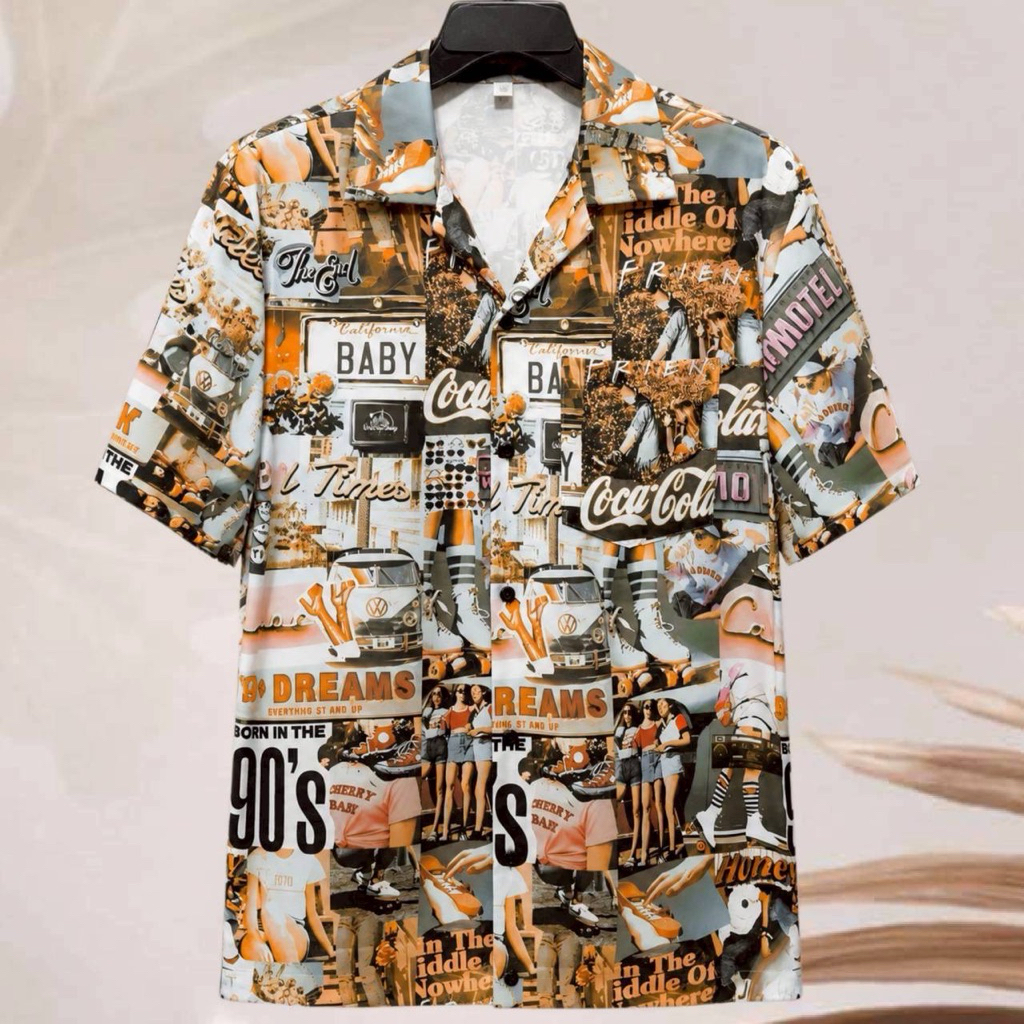 เสื้อเชิ้ตฮาวาย ลายยุค 90 ผ้าไหมอิตาลี