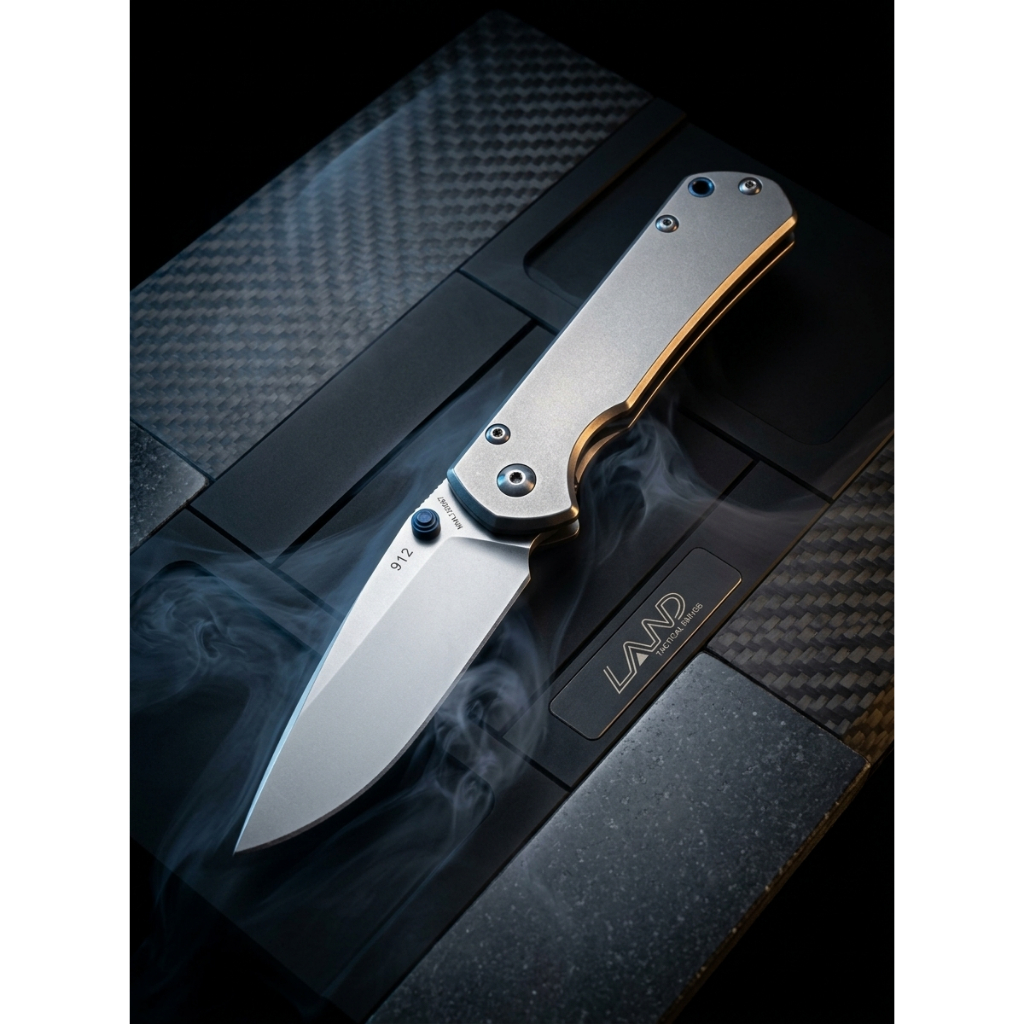 มีดพับแลนด์ Land® 912 ของแท้ มีดพับแลนด์ วัสดุ 12C27 หมุดเปิดสีน้ำเงิน New Land Folding Knives® ทำคร