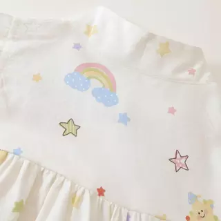 Hania kids พร้อมส่ง สินค้าราคาพิเศษ ชุดเดรสแขนระบายลายสายรุ้ง ผ้าฝ้าย ใส่สบาย ชุดเดรสเด็กผู้หญิงน่ารัก K6126208
