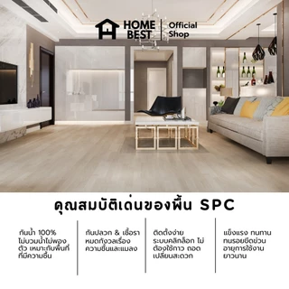 Home Best กระเบื้องยางลายไม้ SPC คลิกล็อค ความหนา 5 มม. กันน้ำ 100% พร้อมโฟม IXPE ในตัว ทนน้ำ ทนลื่น ไม่ขึ้นรา