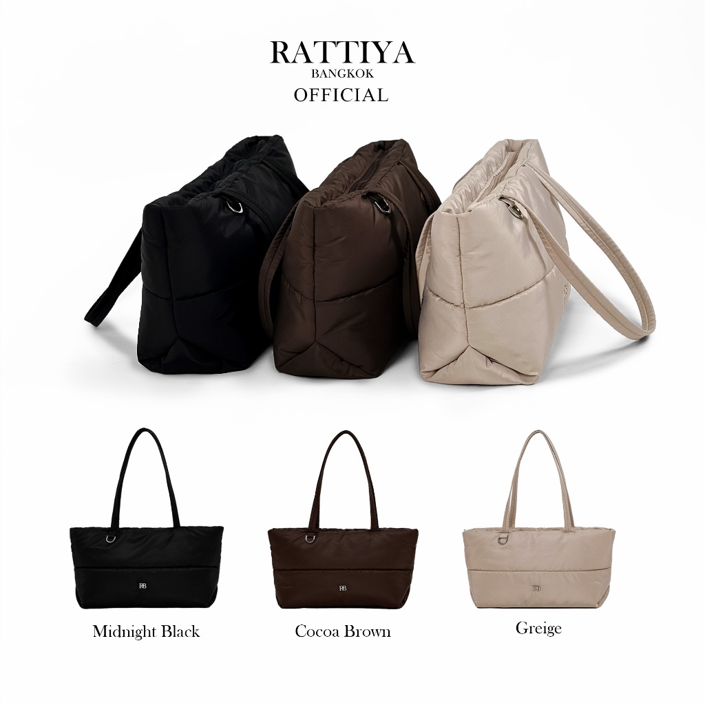 [RATTIYA BANGKOK] Maison Puffer Tote/ 3 colors กระเป๋านุ่มนิ่ม น้ำหนักเบา กระเป๋าผ้ากันน้ำ  ทรงสวย ส