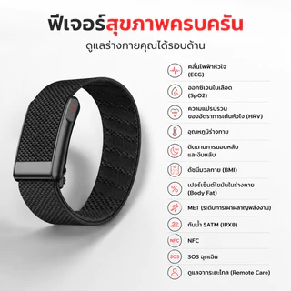 LOOP Smart watch band ตรวจ ECG PPG ระดับแพทย์ A GPSวัดน้ำตาลไม่เจ็บตัว วัดความดันโลหิต กรดยูริก ไขมันในเลือด HRV