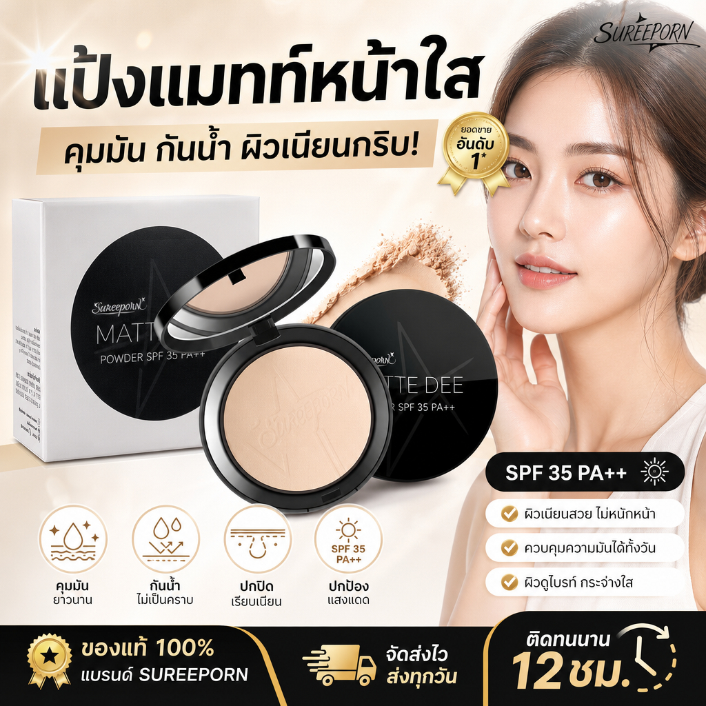 Sureeporn Matte Dee Powder SPF35 PA+++ 10g แป้งพัฟผสมรองพื้น.