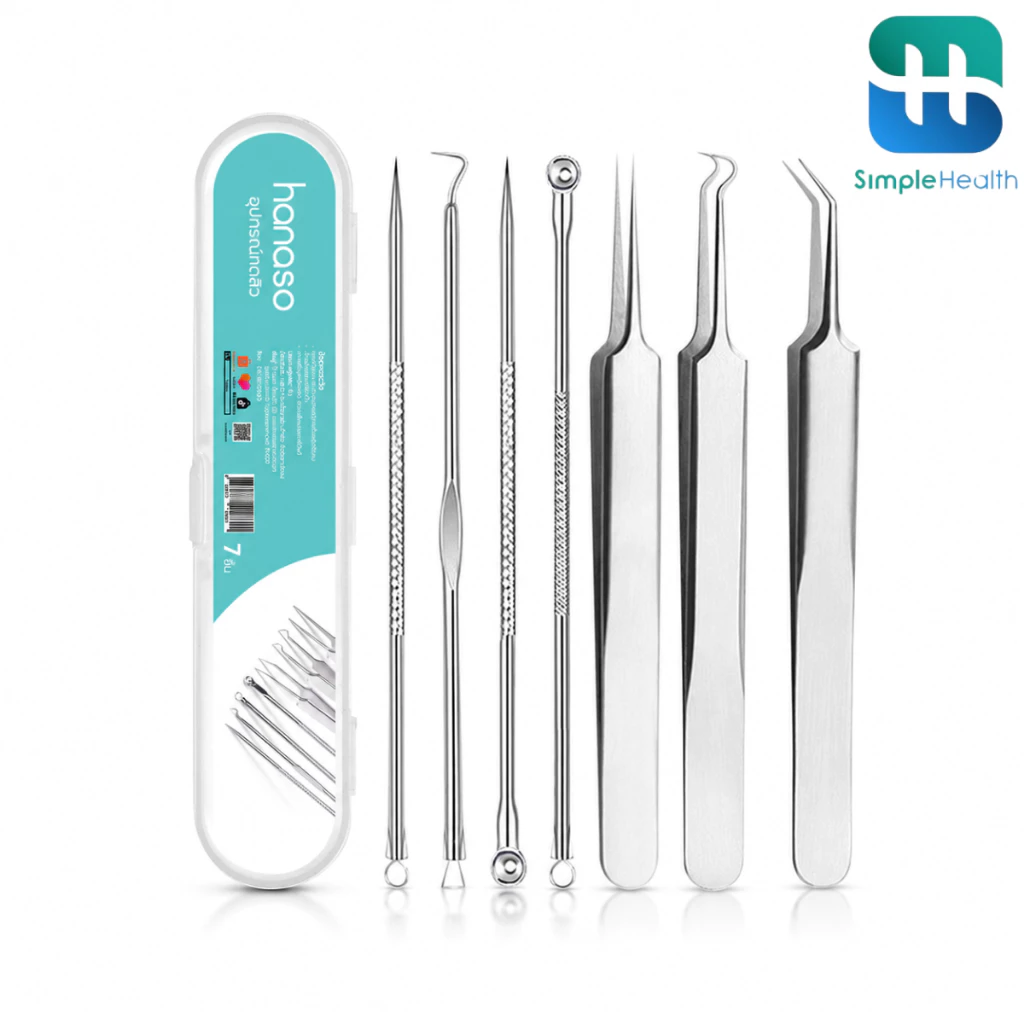 Simple Healthcare ที่กดสิว ชุดกดสิว อุปกรณ์กดสิว 4/7ชิ้น กำจัดสิวเสี้ยน Acne tool สแตนเลส พกพาสะดวก
