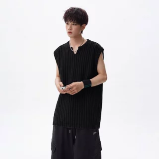 BecoolMan เสื้อยืดผู้ชาย แขนกุด เสื้อผู้ชายสไตล์เกาหลี ความรู้สึกของพื้นผิว หลวมสบาย ผ้าบางเบา ไม่ร้อน ลำลอง