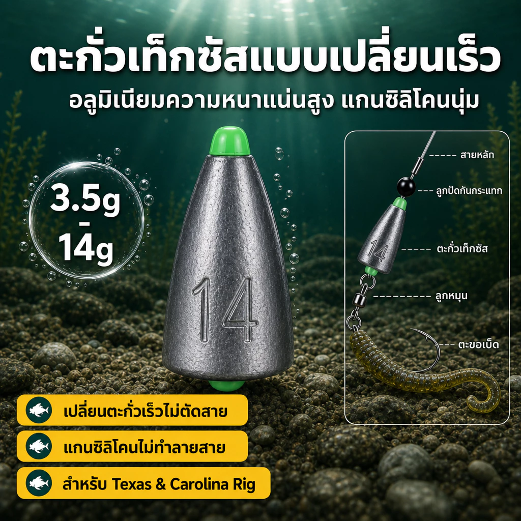 พร้อมส่งภายใน48ชั่วโมง ตะกั่วถ่วงน้ำหนักทรงจรวดหน้าดิน แพคละ20ชิ้น น้ำหนัก3.5-14กรัม อุปกรณ์ตกปลา สำหรับตกทะเล ตกทะเลสาบ