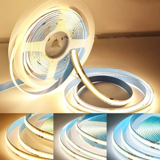 แถบไฟ LED COB ความหนาแน่นสูง ยืดหยุ่นได้ หลายสีให้เลือก ไฟ 3000K-6500K DC12V/24V ยาว 5M/10M กันน้ำ กันฝุ่น ตัดได้ตาม