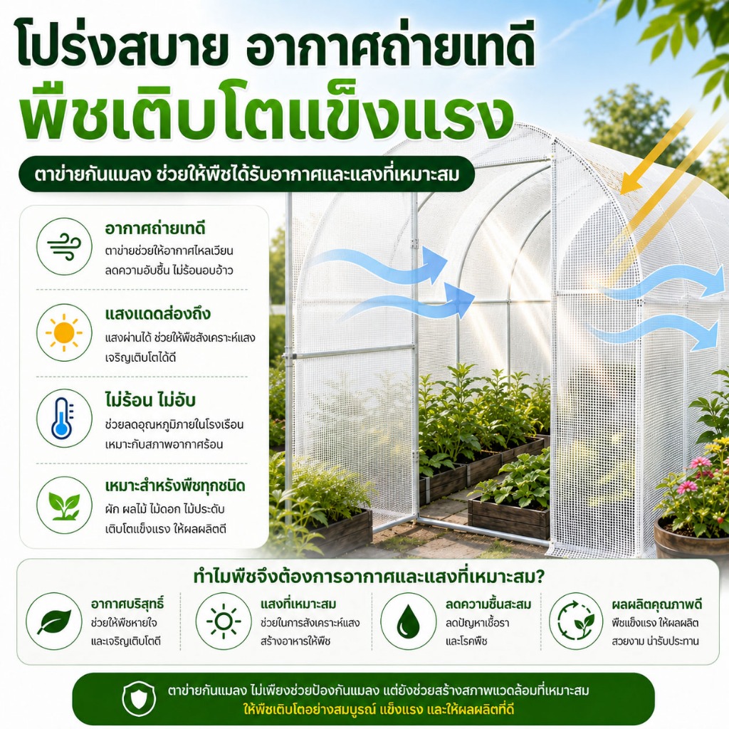โรงเรือนกันแมลง โรงเรือนปลูกผัก มุ้งกันแมลง โรงเรือนเกษตร รูปที่ 4