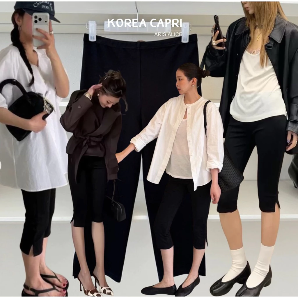 Korea Capri กางเกงคาปรี้รุ่นใหม่เนื้อผ้ายืด ผ้าหนา เก็บหุ่น พรางหุ่น ผ้ายืดนุ่ม กระชับกำลังดี เก็บทรงสวย ใส่แล้วดูเรียว
