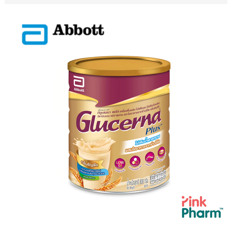 Glucerna Plus (กลูเซอนา พลัส) กลิ่นธัญพืช เครื่องดื่มผสมโปรตีน และแร่ธาตุใยอาหาร 800 กรัม exp05/2028