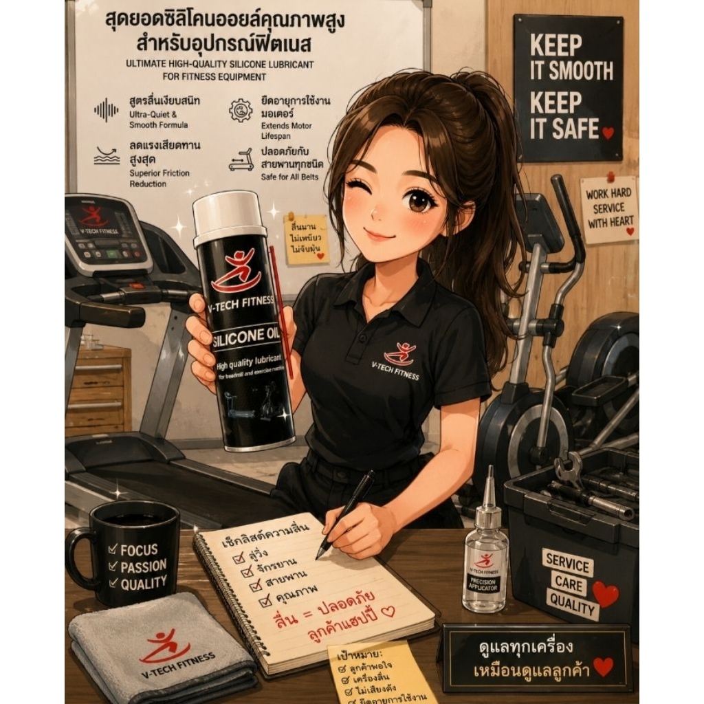 🔥น้ำมันซิลิโคนหล่อลื่นลู่วิ่ง V-Tech Fitness Silicone OilV-Tech Fitness Silicone Oilเกรดพรีเมียมสำหร