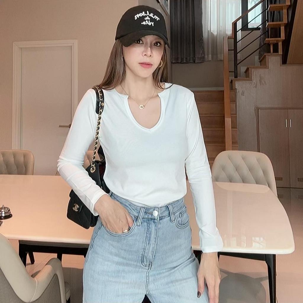237-238 รุ่นVeloop ผ้าJelly สไตล์เสื้อคอวีโอบหรูหราใส่เพรียวผอมผ้าเนื้อละเอียดยืดละมุน