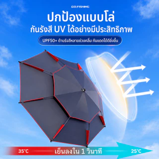 ร่มตกปลา 2.6เม แบบสองชั้น เสาหนาขึ้น กันแสง UV กันฝน ปรับได้ 360° ไม่กลัวลมแรง ร่มยูนิเวอร์แซลร่มตกปลา