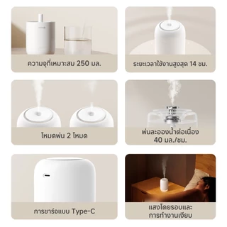 Simplus เครื่องทำความชื้น ตั้งโต๊ะ ชาร์จ Type-C ไร้สาย แบบพกพา ความจุ 250 มล. ทำงานได้นาน 14 ชั่วโมง โ JASH005