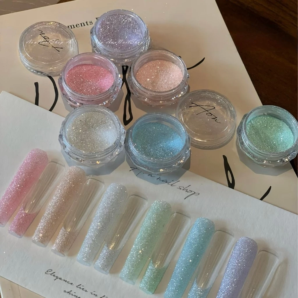Sparkling crush ice powder เซต 6 กระปุก สำหรับโรยตกแต่งเล็บ