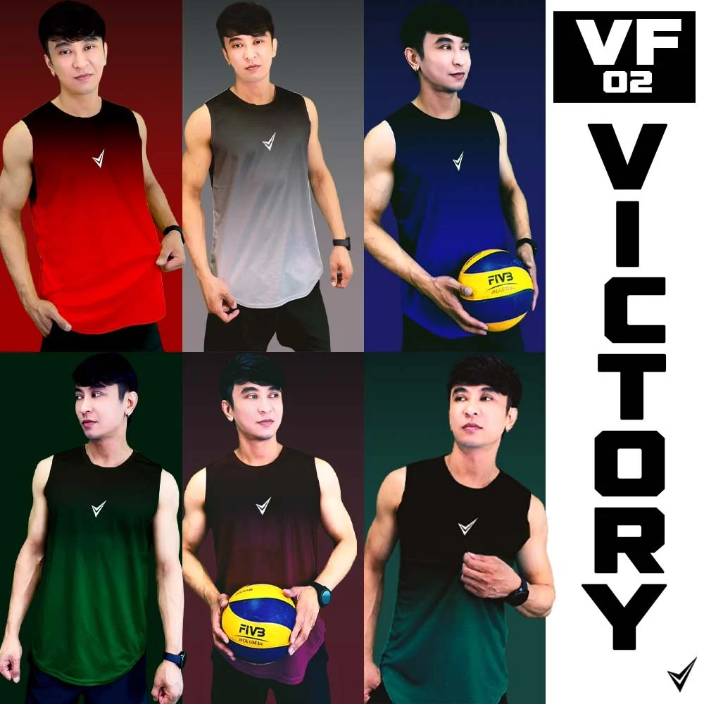 เสื้อกล้ามออกกำลังกายผู้ชาย VICTORY VF02 ใส่ฟิตเนส วิ่ง ยิม ระบายอากาศดี ทรงสวย