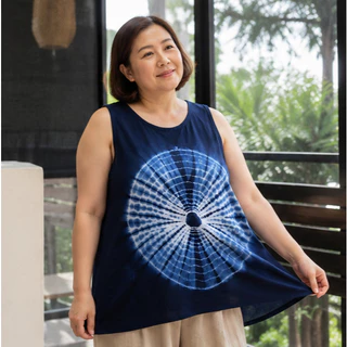 เสื้อกล้ามผู้หญิง เสื้อแขนกุดผ้ามัดย้อม