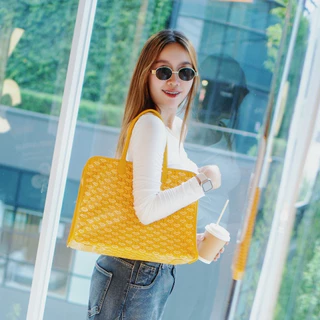 [ LoveGood ] Sphere OT กระเป๋าสะพาย Tote Bag 16" วัสดุ Canvas และหนังวัวแท้ ใส่ Notebook จุของได้เยอะ