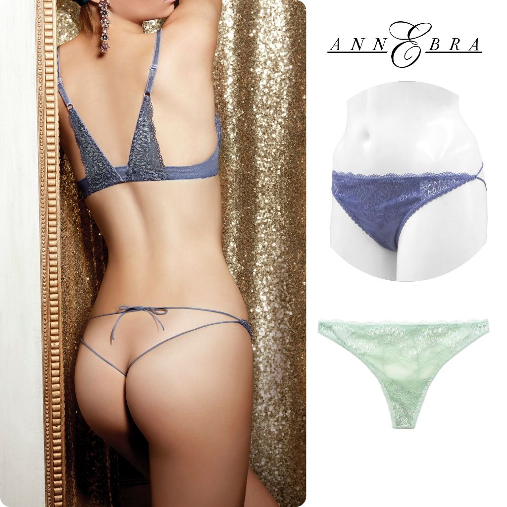 Annebra กางเกงใน ทรงจีสตริงแฟชั่น ผ้าลูกไม้ G-String Fashion Panty รุ่น AU3-868 (PASTEL GREEN,XL)